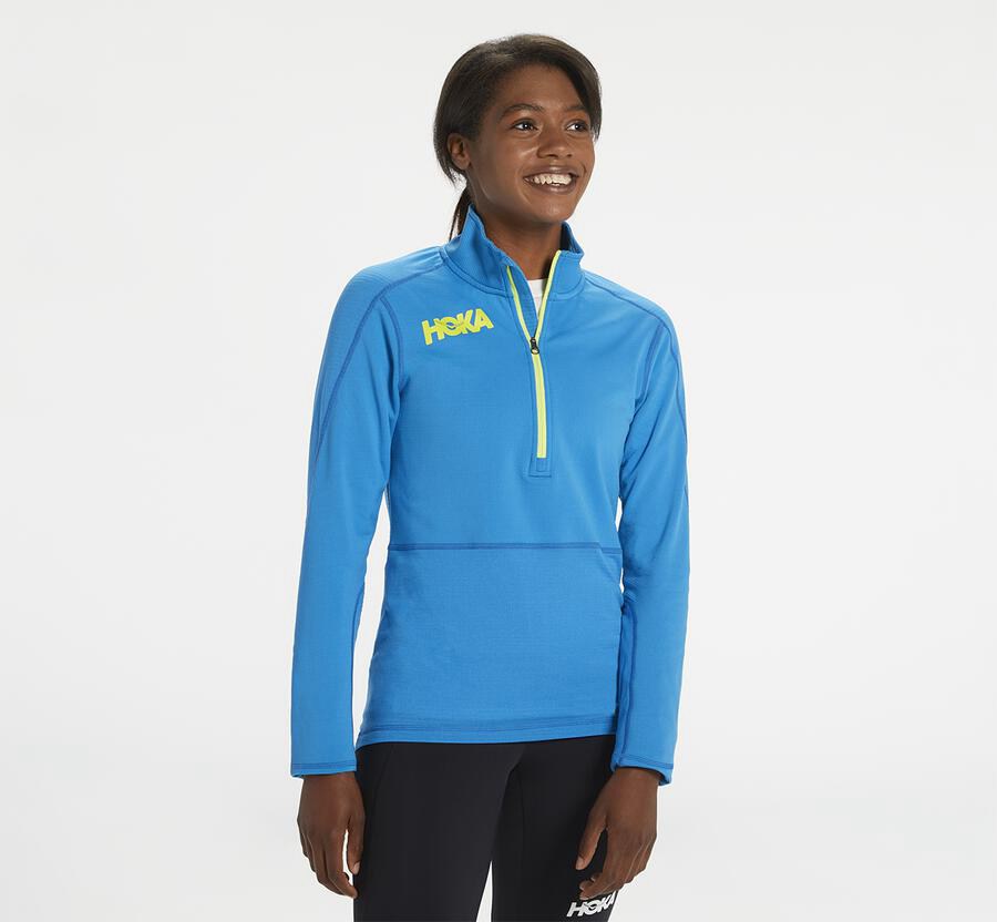 Hoka One One Tops Womens Blue - 1/2 Zip Midlayer - 85016MQRY